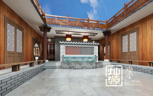 四合院別墅設(shè)計中庭實(shí)景圖