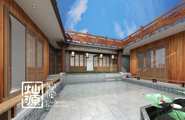 四合院別墅設(shè)計中庭實(shí)景圖