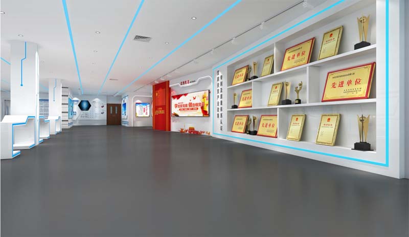 動線設計+靜謐色彩搭配，塑造品牌形象——南寧企業(yè)展廳設計裝修案例賞析—燦源裝飾